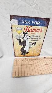 lot 212 image: 16x12 Hamms Beer Metal Sign