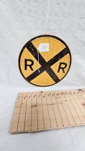 lot 224 image: 12x12 Round Rail Road Metal Sign