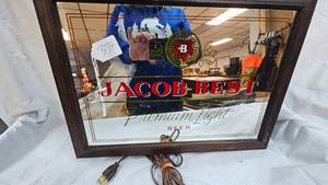 lot 374 image: 14x20 Lighted Mirror Jacob Best Beer Sign-Works