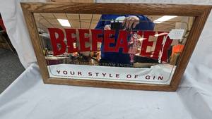 lot 383 image: 26x14 Beef Eater Mirrored Sign