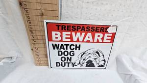 lot 389 image: 16x12 Metal Watch Dog on Duty Sign