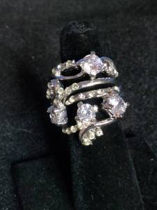 lot 47 image: Brand New 4 Stainless Steel Fashion Rings with CZ Stones - Size 6.25 to 7.25