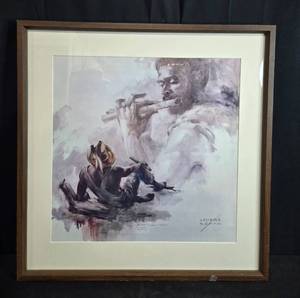 lot 9 image: Lenore Beran Signed Collector Print Flutist Dream 1441000 Framed 29.5x29
