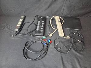lot 34 image: Lot of Power Strips and Antennacraft Flat Indoor TV Antenna with Cables
