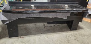 lot 80 image: Large MCM Black Console Table with Power Grommets, 83in x 32in