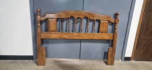 lot 89 image: Wooden Full-Size Headboard and Wall Shelf Set