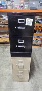 lot 91 image: 4-Drawer Vertical Filing Cabinet with Black and Tan Finish