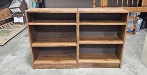 lot 92 image: Pair of Wooden 3-Shelf Bookcases 32x24x11 Inches Each