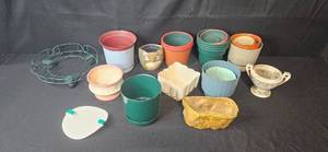 lot 96 image: Assorted Planters and Pots with Plant Stand and Decorative Containers