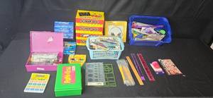 lot 148 image: Large Lot of School Supplies and Office Tools with Bilsom Warrior Ear Muffs