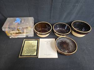 lot 155 image: Vintage Mixing Bowls, Sewing Box with Supplies, 10 Commandments Plaque and Manual