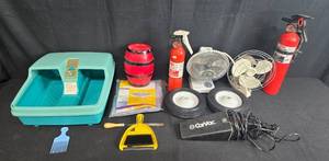 lot 178 image: Household Miscellaneous Lot with Foot Spa, Table Cover, Wheels, and More