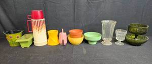 lot 198 image: Mixed Collection of Planters, Glassware, Thermos, and Decorative Bowls