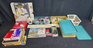 lot 200 image: Office Supplies and Organizational Lot with Books, Magazine File, Mouse, Clips and More - content quantities unverified