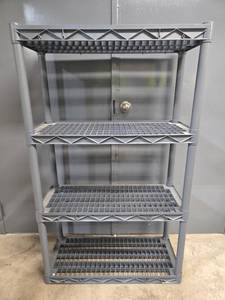 lot 223 image: Plano 4-Tier Heavy Duty Plastic Shelving Unit 56x34x14 Inches