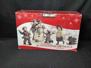 lot 232 image: Kirkland Kids and Snowman Scene Holiday Figurine Set