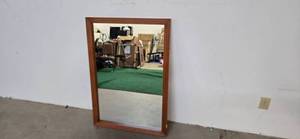 lot 13 image: Huge mirror with wood frame (Dimension of 30W x 43H)