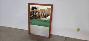 lot 16 image: Huge mirror with wood frame (Dimension of 30W x 43H)