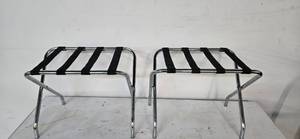 lot 150 image: Quantity of 2 Four-Strap Foldable Metal Racks (Used  From a Shutdown Hotel)