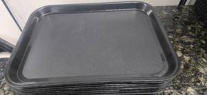 lot 131 image: Quantity of 10 trays 1014B Plastic Fast Food Tray  14L x 10W, Black (From a Shutdown Hotel