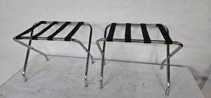 lot 144 image: Quantity of 2 Four-Strap Foldable Metal Racks (Used  From a Shutdown Hotel)