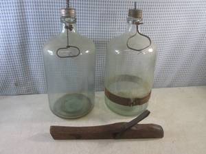lot 47 image: (G-1) 2 Large Vintage Kerosene Glas...