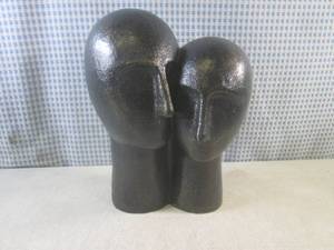 lot 53 image: (FS) Couple Heads Black Patina Poly...
