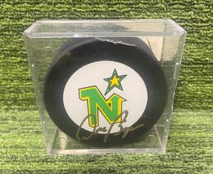 lot 181 image: Vintage North Stars Puck Autographed by Don Beaupr