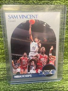 lot 204 image: 1990-91 Hoops Sam VincentMichael Jordan Wearing #12 Jersey.