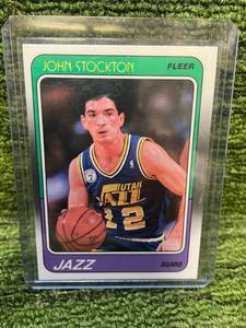 lot 265 image: 1988 Fleer Basketball John Stockton Rookie Card