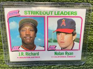 lot 365 image: 1980 Topps Nolan Ryan, J.R. Richard #206 Baseball Strikeout Leaders Hall of Famer