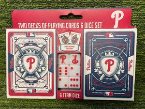 lot 346 image: Philadelphia Phillies- MLB 2- Pack Playing Cards & Dice Set- New In the Box