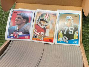 lot 341 image: Mixed Lot of 1988 Topps Football Cards (OVER 300 Cards in Box)