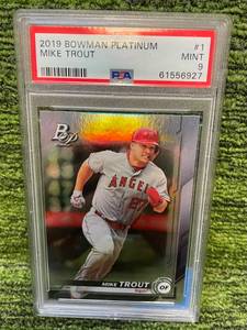 lot 382 image: 2019 Bowman Platinum- Mike Trout- PSA Graded Mint 9
