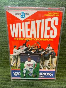 lot 3 image: Encased Twins World Series Wheaties Box with Kent Hrbek Autographed Picture