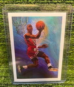 lot 24 image: 1990 NBA Hoops Illustrated Art Card Michael Jordan