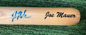 lot 49 image: Minnesota Twins Joe Mauer Autographed Mini Wood Bat with authentication