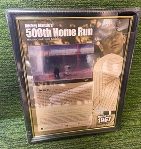lot 56 image: Mickey Mantles 500th Home Run Commemorative Framed Hologram Card with Historical Information made by Kodak