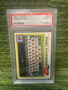 lot 101 image: 1981 Topps Baseball Twins Team Card PSA Graded Mint 9
