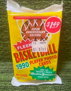 lot 120 image: 1990 Fleer Basketball 43 Card Sealed Jumbo Pack, Possible Jordan