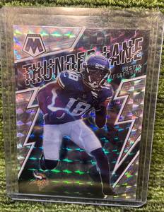 lot 395 image: 2022 Mosaic Football Thunder Lane Insert Justin Jefferson-VIKINGS