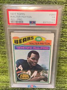 lot 407 image: 1977 Topps Walter Payton 1976 ALL-PRO PSA Graded rare 1.5