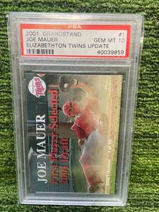 lot 446 image: 2001 Elizabethton Twins Joe Mauer Rookie Update PSA Graded GEM MINT 10
