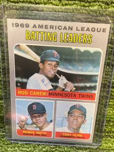 lot 471 image: 1970 Topps Baseball American League Batting Leaders CAREWSMITHOLIVA