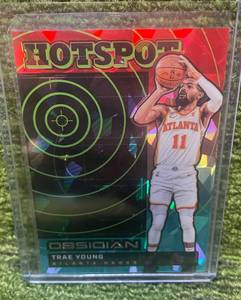 lot 24S image: 2024-25 Panini Obsidian HotSpot Trae Young Fire and Ice short print # 30 Atlanta Hawks