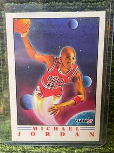 lot 476D image: 1991-92 Fleer Basketball Illustration Michael Jordan Retro Space Chicago Bulls
