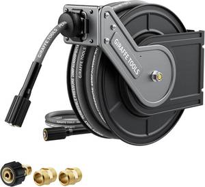 lot 18 image: Giraffe Tools 60 Foot Pressure Washer Hose Reel