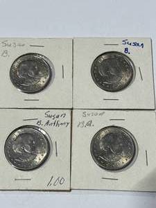 lot 21 image: Lot of 4 Susan B. Anthony Dollars