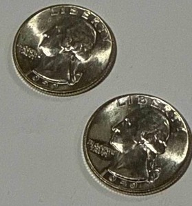 lot 22 image: Lot of 2 1950s High Grade Silver Quarters