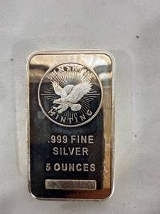 lot 0796 image: 5 Ounce Sunshine Silver Bar